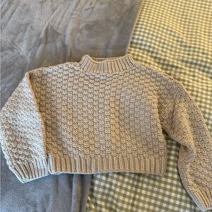 Posse Cream Textured Cropped Turtleneck Sweater